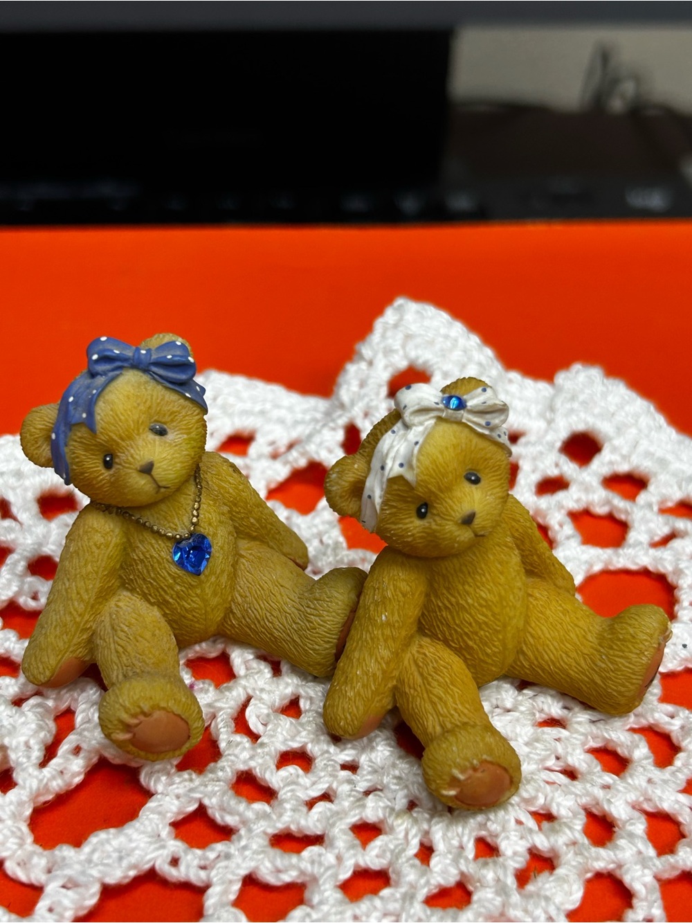 Cherished Teddies September birthstone bears mini 1-1/2” tall - Set of 2